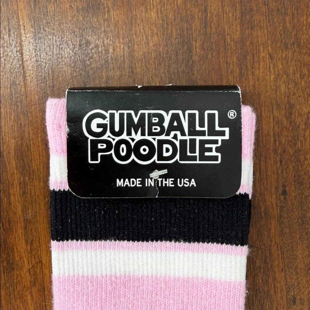 GUMBALL POODLE “Lazy” Tall Athletic Knee Socks - Size OSFM - Pink/Black NWT